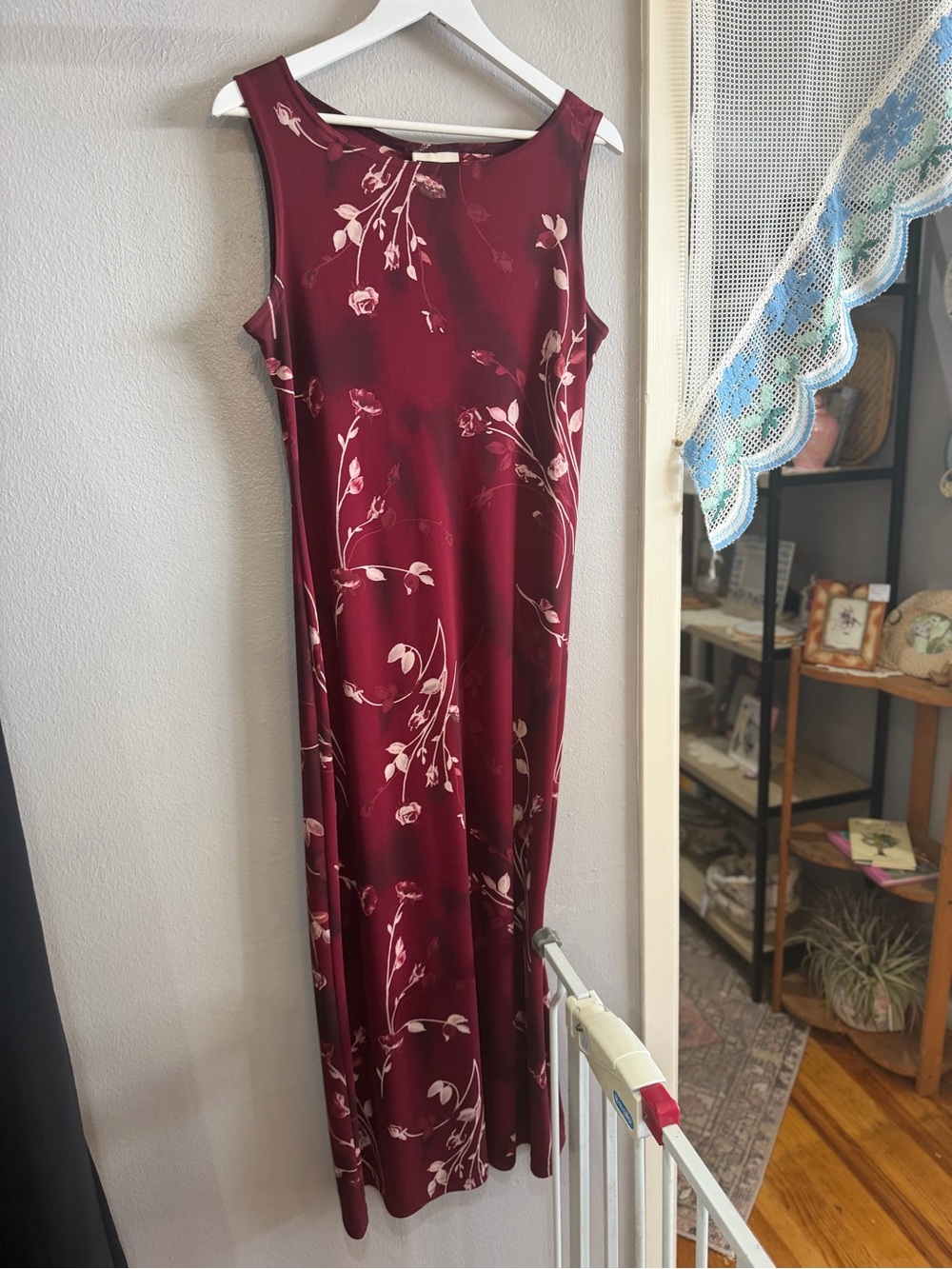 Maurices Burgundy Floral Sleeveless Maxi Dress